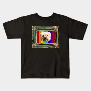 portrait of a small and cheerful terrier puppy Kids T-Shirt